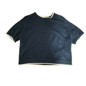 Abercrombie & Fitch Navy and Cream Crew Neck Sweater